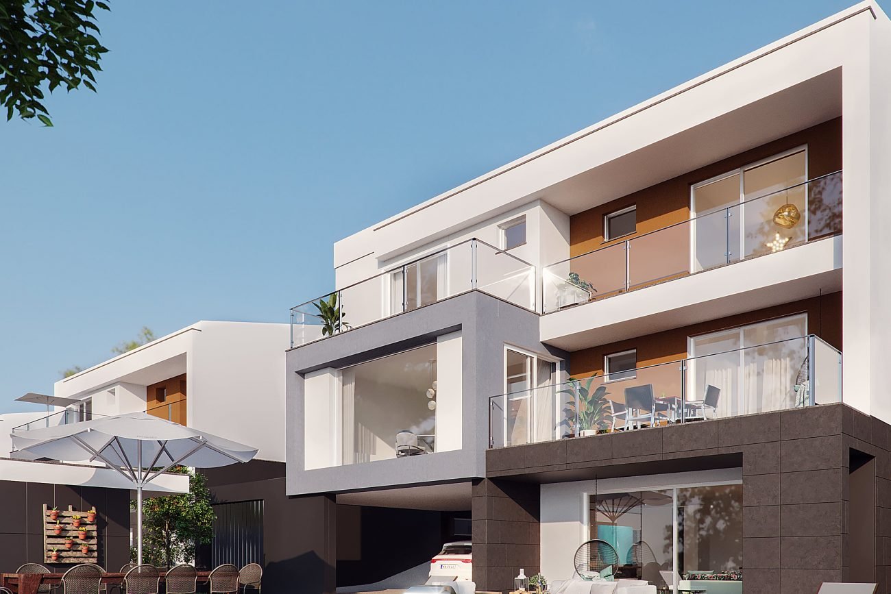 Render 3D Exterior com Piscina